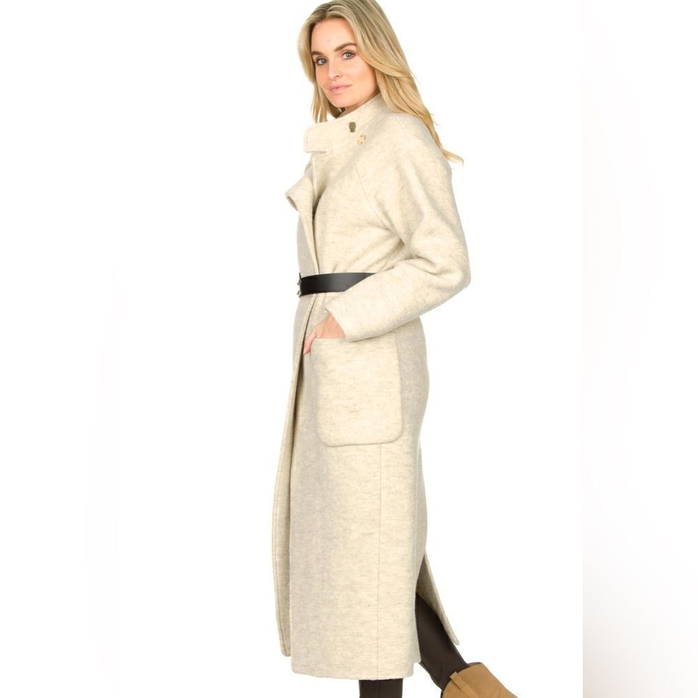 NWT Ba&Sh Come Wool White Tranch Coat Black Leather Belt Size XS - Picture 5 of 16
